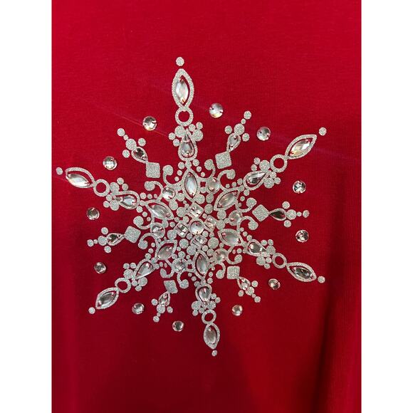 Karen Scott Embellished Snowflake Holiday Christmas Top Size Small - Picture 2 of 5